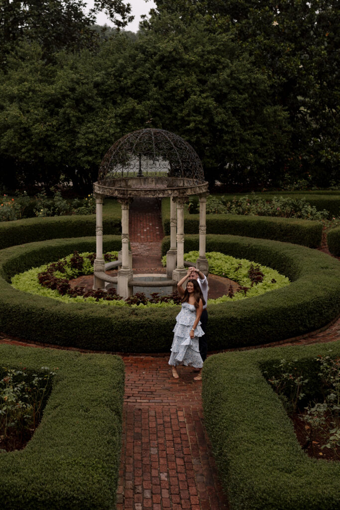 Couple dancing in the rose garden